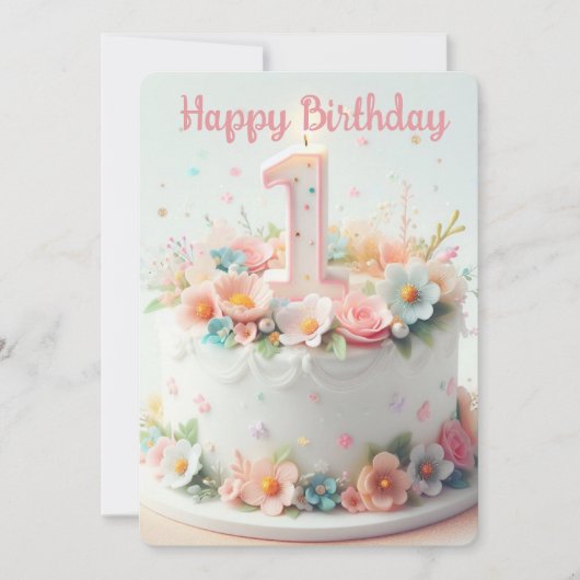 Happy First Birthday Feestdagenkaart (Voorkant)