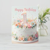 Happy First Birthday Feestdagenkaart (Staand voorkant)