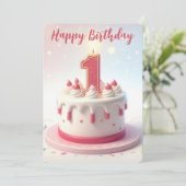 Happy First Birthday Feestdagenkaart (Staand voorkant)