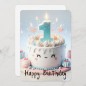 Happy First Birthday Feestdagenkaart (Voorkant / Achterkant)