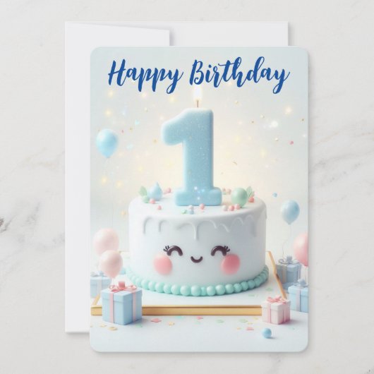 Happy First Birthday Feestdagenkaart (Voorkant)