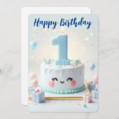 Happy First Birthday Feestdagenkaart (Voorkant / Achterkant)