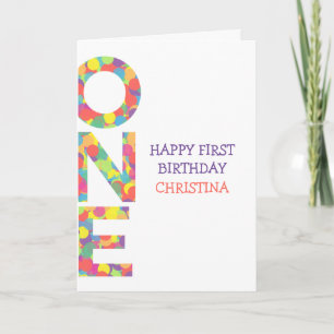 Happy First Birthday Girl Gepersonaliseerde Confet Kaart