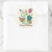 Happy First Birthday Ronde Sticker (Tas)