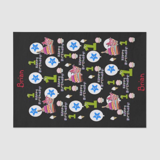 Happy First Birthday Tissue Paper #1 Tissuepapier (Voorkant)