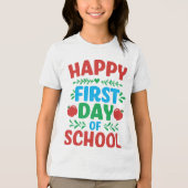 Happy First Day Back to School typografie T-shirt (Voorkant)