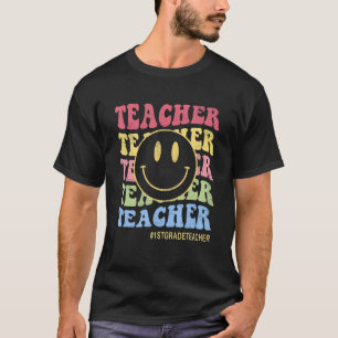 Happy First Day Face Retro Teacher Love Inspire El T-shirt