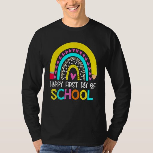 Happy First Day Of School Back To School Rainbow T-shirt (Voorkant)