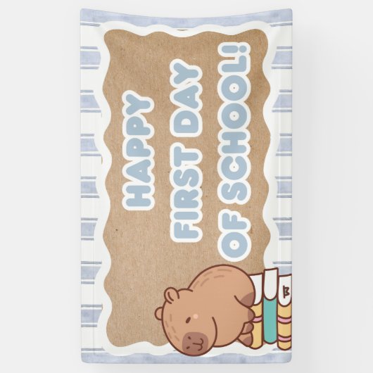 Happy First Day of School Banner Pre=K Capybara  (Verticaal)