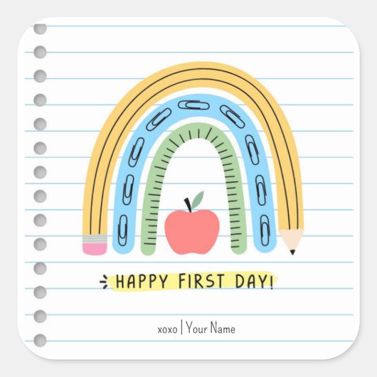 Happy First Day of School Sticker Terug naar Schoo (Voorkant)