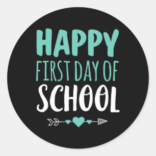 Happy First Day of School Teacher Student Arrow C Ronde Sticker