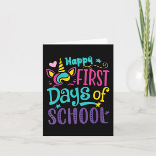 Happy First Day School Cute Unicorn terug naar Sch Kaart
