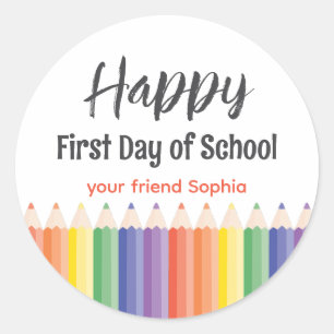 Happy First Day School Ronde Sticker