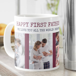 Happy First Fathers Dag 4 Foto maroon & Navy Extra Grote Beker