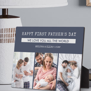 Happy First Fathers Day - 3 Foto gepersonaliseerd Fotoplaat