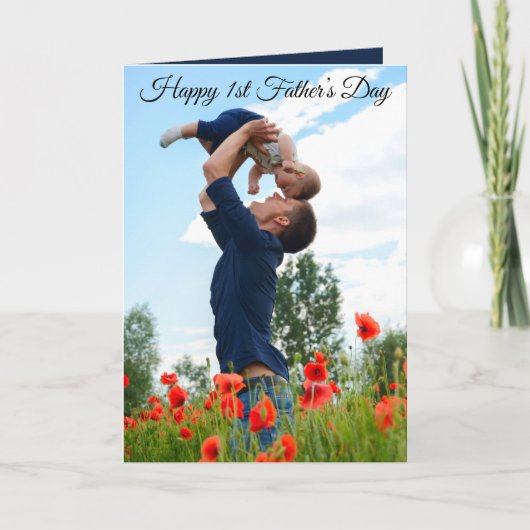 Happy First Father's Day Custom Photo Flat Kaart (Voorkant)