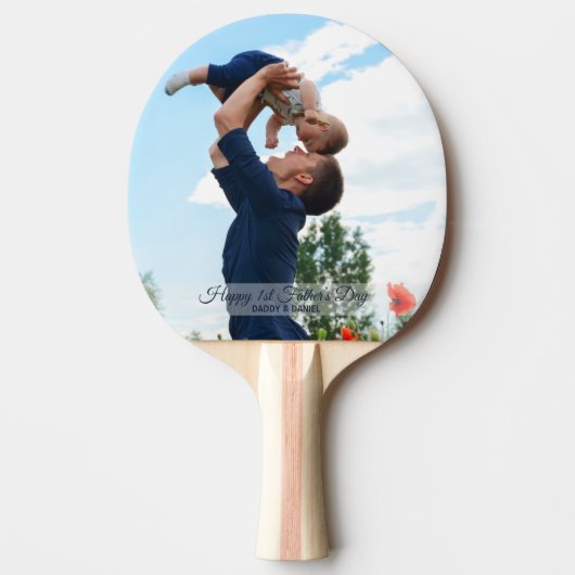 Happy First Father's Day Custom Photo Tafeltennisbatje (Voorkant)