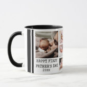 Happy First Fête des pères 8 Photo Collage Mug noi (Gauche)