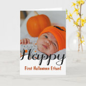 Happy First Halloween carte photo bébé personnalis (Fleur jaune)