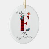 Happy first-kerstfeest E-lumberjack robijn Keramisch Ornament (Rechts)