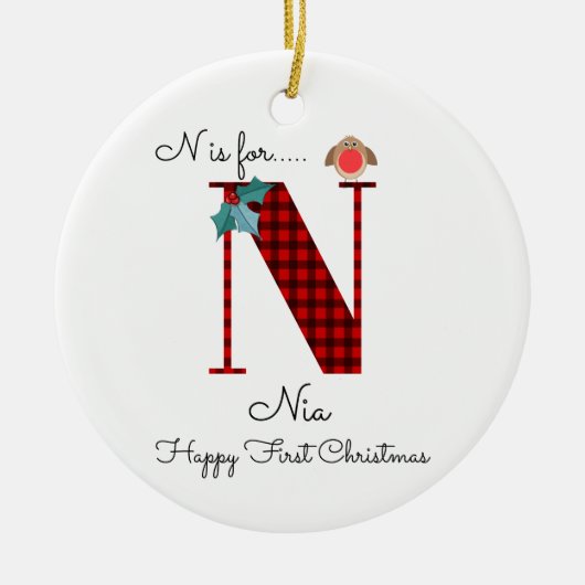 Happy first-kerstfeest N-lumberjack robin Keramisch Ornament (Voorkant)