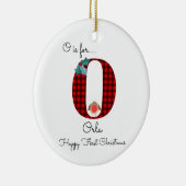 Happy first-kerstfeest O lumberjack robin boom Keramisch Ornament (Rechts)