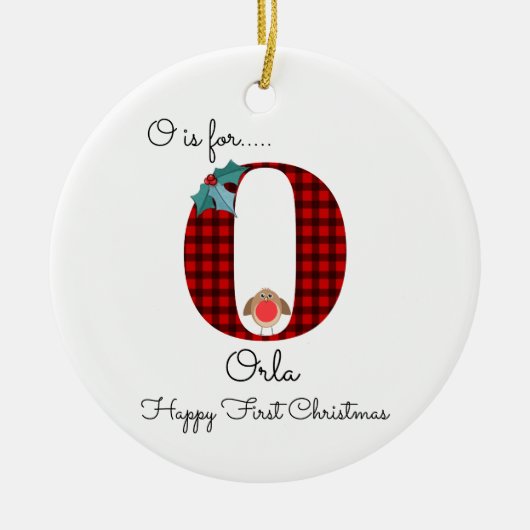 Happy first-kerstfeest O lumberjack robin boom Keramisch Ornament (Voorkant)