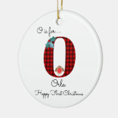 Happy first-kerstfeest O lumberjack robin boom Keramisch Ornament (Links)