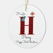 Happy first Kerstmis H lumberjack robin tree Keramisch Ornament (Links)