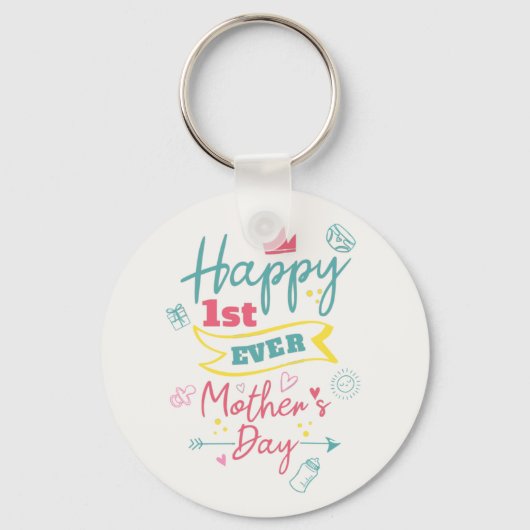 Happy First Moederdag 1st Time Mam Cute Sleutelhanger (Voorkant)