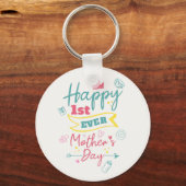 Happy First Moederdag 1st Time Mam Cute Sleutelhanger (Voorkant)
