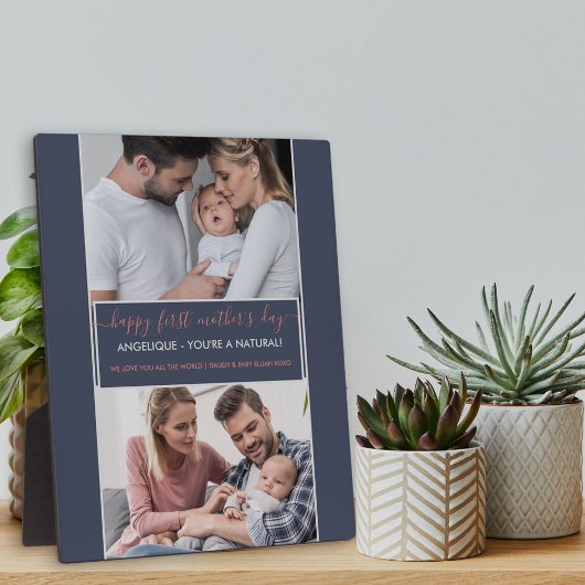 Happy First Moederdag - 2 foto op maat Fotoplaat