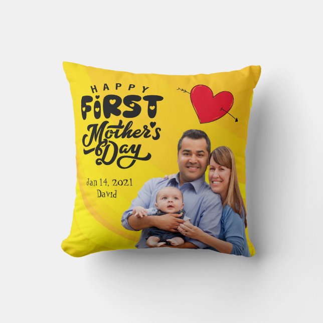 Happy First Moederdag Custom Sierkussen (Voorkant)