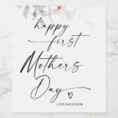 Happy First Moederdag Gift voor Mam Van Man Wijn Etiket (Enkel label)