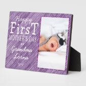 Happy First Moederdag Grandma Photo Paars Wood Fotoplaat (Zijkant)
