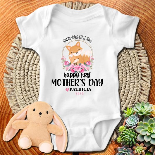 Happy First Moederdag mammie - Mam en Baby Fox Romper