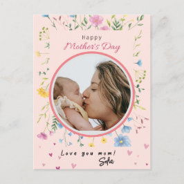 Happy First Moederdag Schattige Modern Flowers Fot Briefkaart