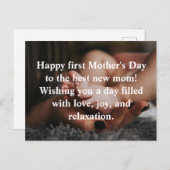 happy first moederdag, vakantiefoto minimalist briefkaart (Voorkant / Achterkant)