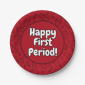 Happy First Party Red Tampon Pad Pattern Papieren Bordje (Voorkant)