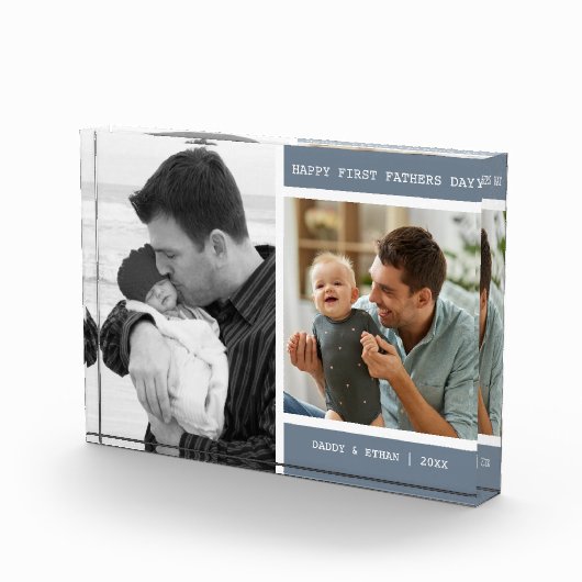 Happy First Vaderdag 2 Afbeelding Collage Grijs Fotoblokken (Rechts)
