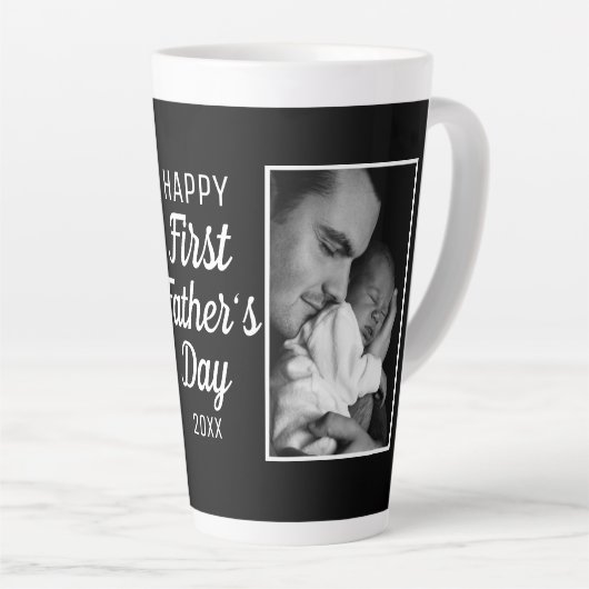 Happy First Vaderdag 2 Photo Black Latte Mok (Rechterhoek)
