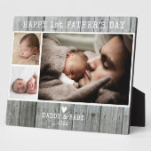 Happy First Vaderdag 3 Foto Gray Wood Fotoplaat (Zijkant)