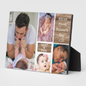 Happy First Vaderdag 4 Photo Collage Wood Fotoplaat (Zijkant)