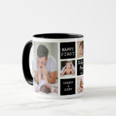 Happy First Vaderdag 5 Photo Collage Black Mok (Voorkant links)