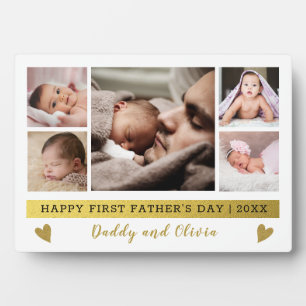 Happy First Vaderdag 5 Photo Collage Plaque Fotoplaat