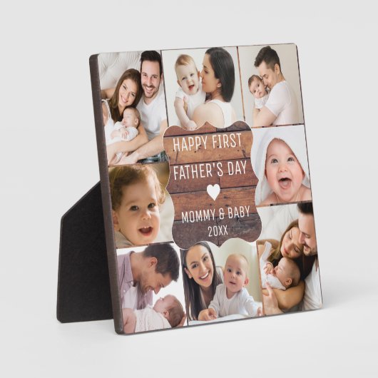 Happy First Vaderdag 8 Fotocollage Hout Fotoplaat (Voorkant)