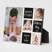 Happy First Vaderdag Black 4 Photo Collage Fotoplaat (Zijkant)