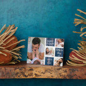 Happy First Vaderdag Blauw Hout 4 Fotocollage Fotoplaat (Zijkant)