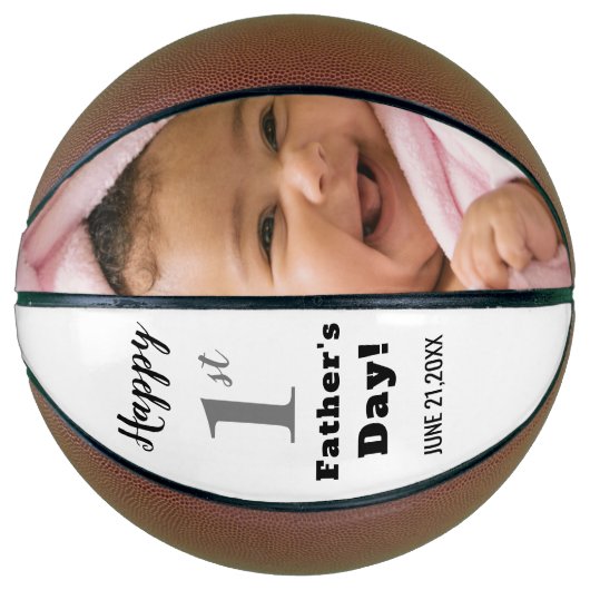 Happy First Vaderdag Custom Photo Basketbal (Voorkant)