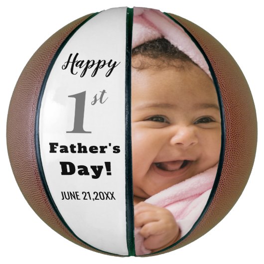 Happy First Vaderdag Custom Photo Basketbal (Verticaal)